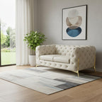 69" Beige And Gold Italian Leather Loveseat