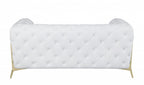 69" White And Gold Italian Leather Loveseat