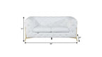69" White And Gold Italian Leather Loveseat