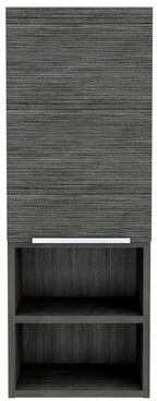 12" Gray Wood Floating Single Door Bathroom Vanity And Medicine Cabinet
