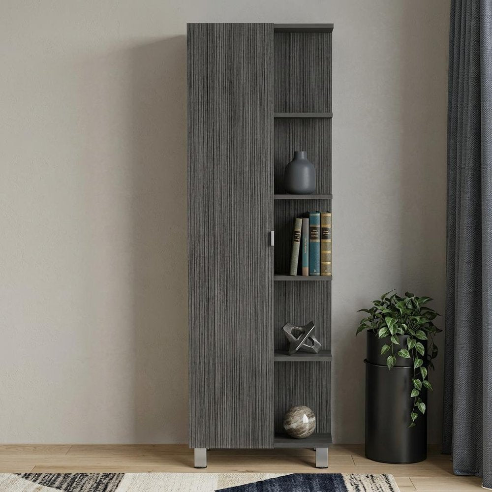 20" Gray Wood Accent Cabinet With Single Door