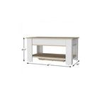 40" Natural and White Wood Storage Bench With Flip Top Shoe Storage And Shelves