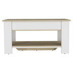 40" Natural and White Wood Storage Bench With Flip Top Shoe Storage And Shelves