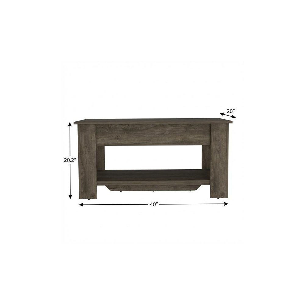40" Dark Brown Wood Storage Bench With Flip Top Shoe Storage And Shelves