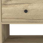 36" Natural and Oak Wood Storage Bench With Drawers Shoe Storage And Shelves