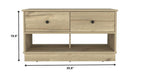 36" Natural and Oak Wood Storage Bench With Drawers Shoe Storage And Shelves