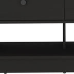 36" Black Wood Storage Bench With Drawers And Shelves