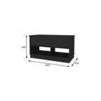 36" Black Wood Storage Bench With Drawers And Shelves