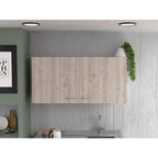 39" Oak Wood Wall Mounted Accent Cabinet With Two Doors