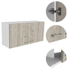 39" Oak Wood Wall Mounted Accent Cabinet With Two Doors