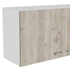 39" Oak Wood Wall Mounted Accent Cabinet With Two Doors