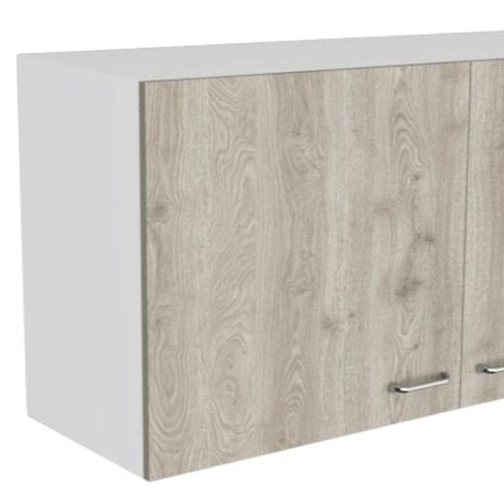 39" Oak Wood Wall Mounted Accent Cabinet With Two Doors