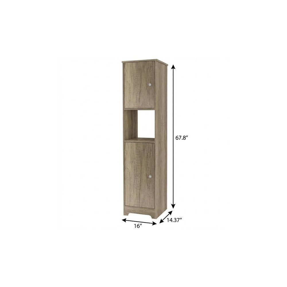 16" Natural Wood Accent Cabinet With Two Doors