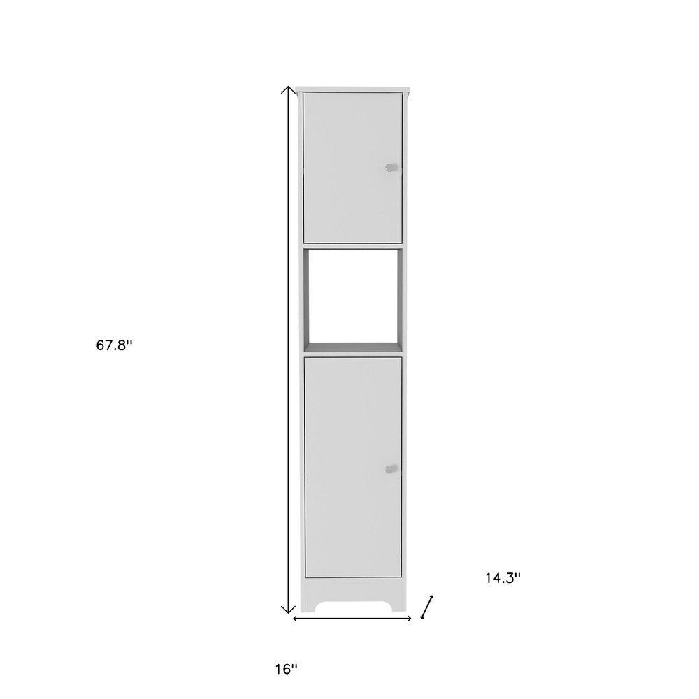 16" White Wood Accent Cabinet With Two Doors