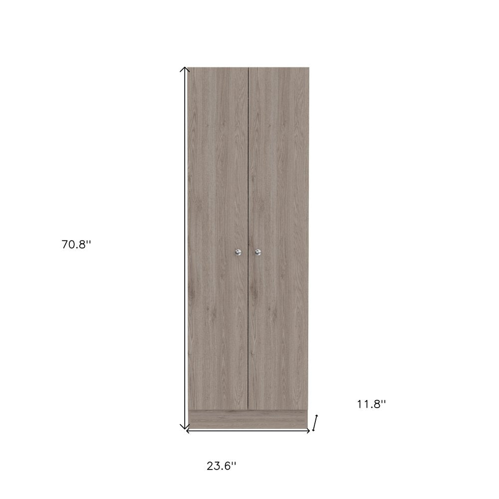 71" Light Gray Wood Two Door Pantry Or Storage Closet