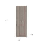 71" Light Gray Wood Two Door Pantry Or Storage Closet