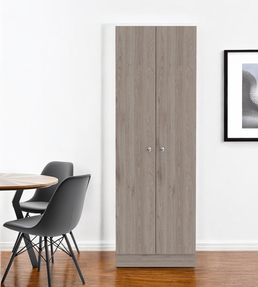 71" Light Gray Wood Two Door Pantry Or Storage Closet