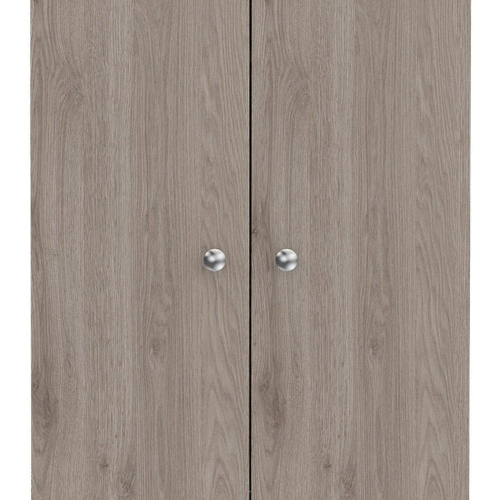 71" Light Gray Wood Two Door Pantry Or Storage Closet