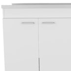 39" Silver and White Wood Console Accent Cabinet With Two Doors And Three Drawers