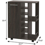 24" Espresso Wood Flat Door Rolling Kitchen Cart With Storage