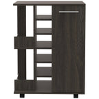 24" Espresso Wood Flat Door Rolling Kitchen Cart With Storage