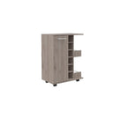 Light Gray Rolling Bar Cart With Wine Storage