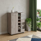 Light Gray Rolling Bar Cart With Wine Storage