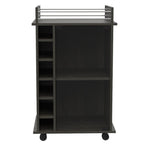 22" Espresso Wood Rolling Bar Cart With Wine Storage