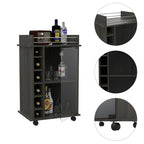 22" Espresso Wood Rolling Bar Cart With Wine Storage