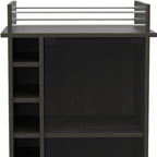 22" Espresso Wood Rolling Bar Cart With Wine Storage