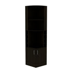 71" Black Wood Corner Bar Cabinet With Two Doors