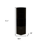 71" Black Wood Corner Bar Cabinet With Two Doors