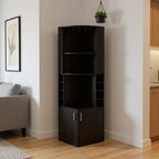 71" Black Wood Corner Bar Cabinet With Two Doors