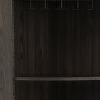 71" Dark Brown Wood Corner Bar Cabinet With Two Doors