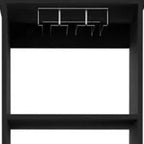 63" Black Wood Bar Cabinet With Two Drawers