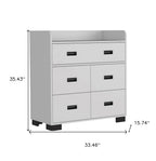 33" White Five Drawer Dresser