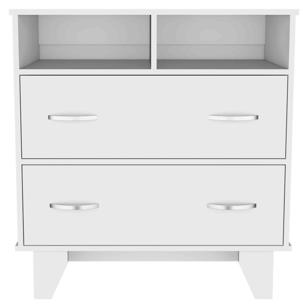 32" White Wood Two Drawer Dresser