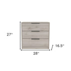 28" Light Gray Wood Three Drawer Dresser