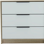 28" Brown And White Three Drawer Dresser