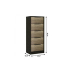 18" Black And Brown Wood Five Drawer Dresser