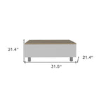 32" White And Light Oak Manufactured Wood Rectangular Lift Top Coffee Table With Drawer And Shelf