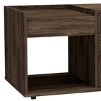 32" Dark Walnut Manufactured Wood Rectangular Coffee Table With Shelf