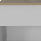 22" White And Light Oak Manufactured Wood Rectangular Coffee Table With Drawer