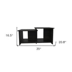 35" Black Wood Abstract Coffee Table