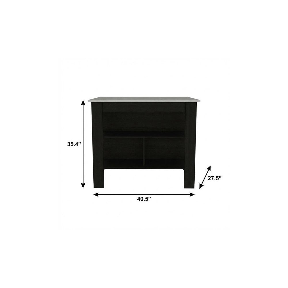 41" Ivory And Black Wood Kitchen Island With Storage