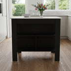 41" Ivory And Black Wood Kitchen Island With Storage