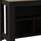 41" Natural And Black Wood Kitchen Island With Storage