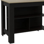 41" Natural And Black Wood Kitchen Island With Storage