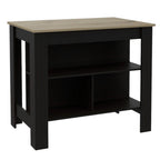 41" Natural And Black Wood Kitchen Island With Storage