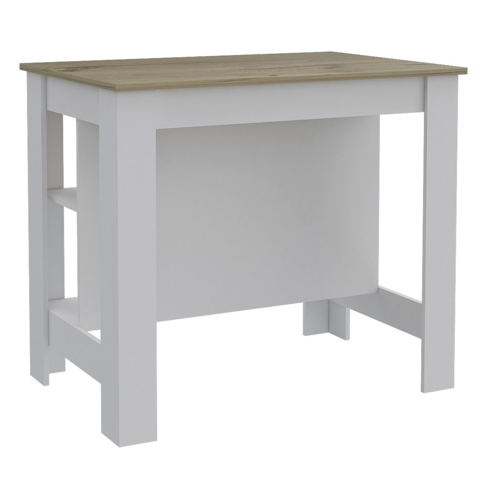 41" Brown And White Wood Kitchen Island With Storage